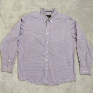 Eddie Bauer Purple & White Micro Check Wrinkle Resistant Dress Shirt Sz XL